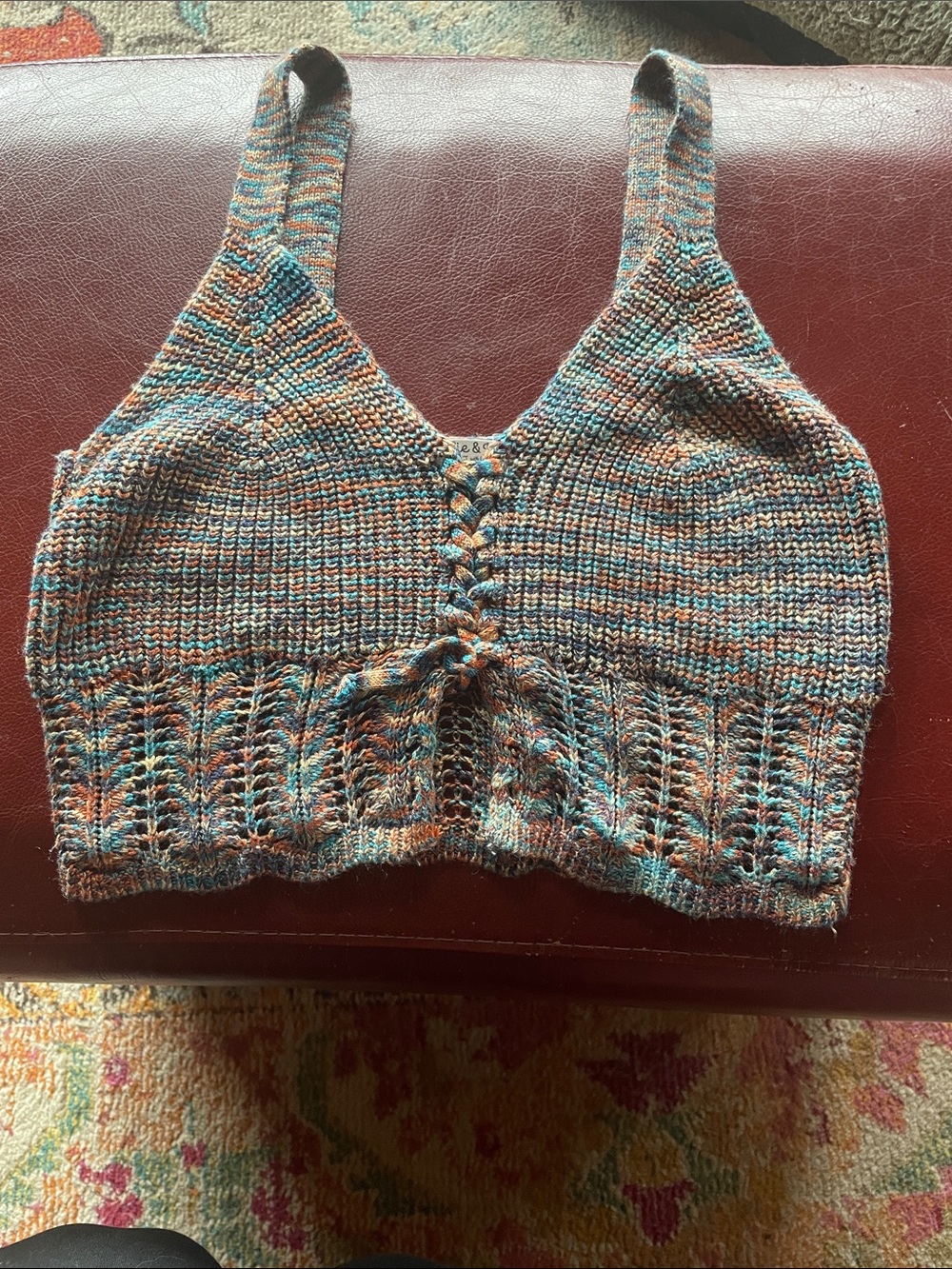 Jolie and Joy’s Cropped Multi-colored sweater-knit, Size M